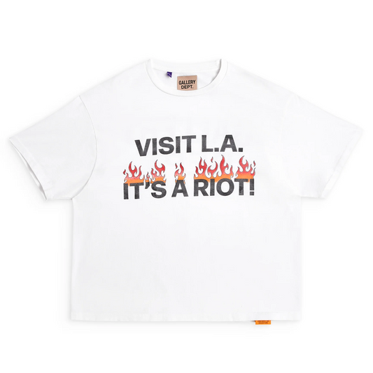 Gallery Dept.la Riot Tee T-Shirt Unisex Streetwear Limited Edition - **Gallery Dept. 'Visit L.A. It's a Riot' Tee: Detailed Product Description** Make a bold statement