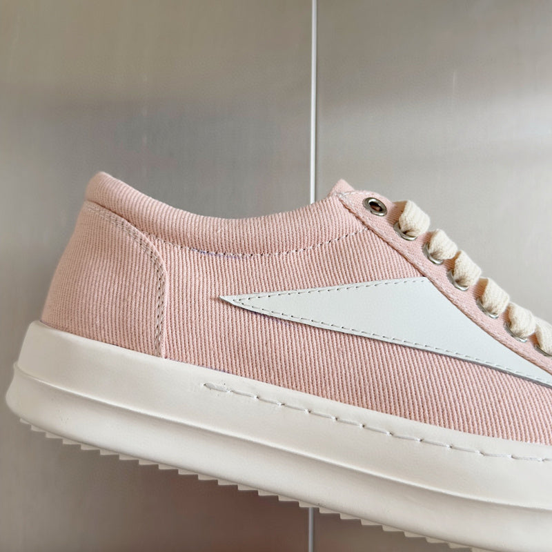 Rick Owens Canvas Low-top Sneakers - Pink Unisex Streetwear Limited Edition - **Rick Owens Pink Canvas Low-Top Sneakers: Soft Elegance and Superior Craftsmanship** Introducing the Rick Owens