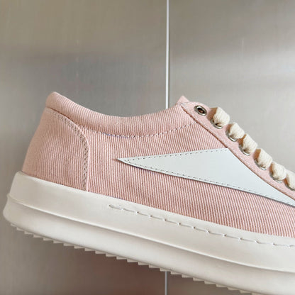 Rick Owens Canvas Low-top Sneakers - Pink Unisex Streetwear Limited Edition - **Rick Owens Pink Canvas Low-Top Sneakers: Soft Elegance and Superior Craftsmanship** Introducing the Rick Owens