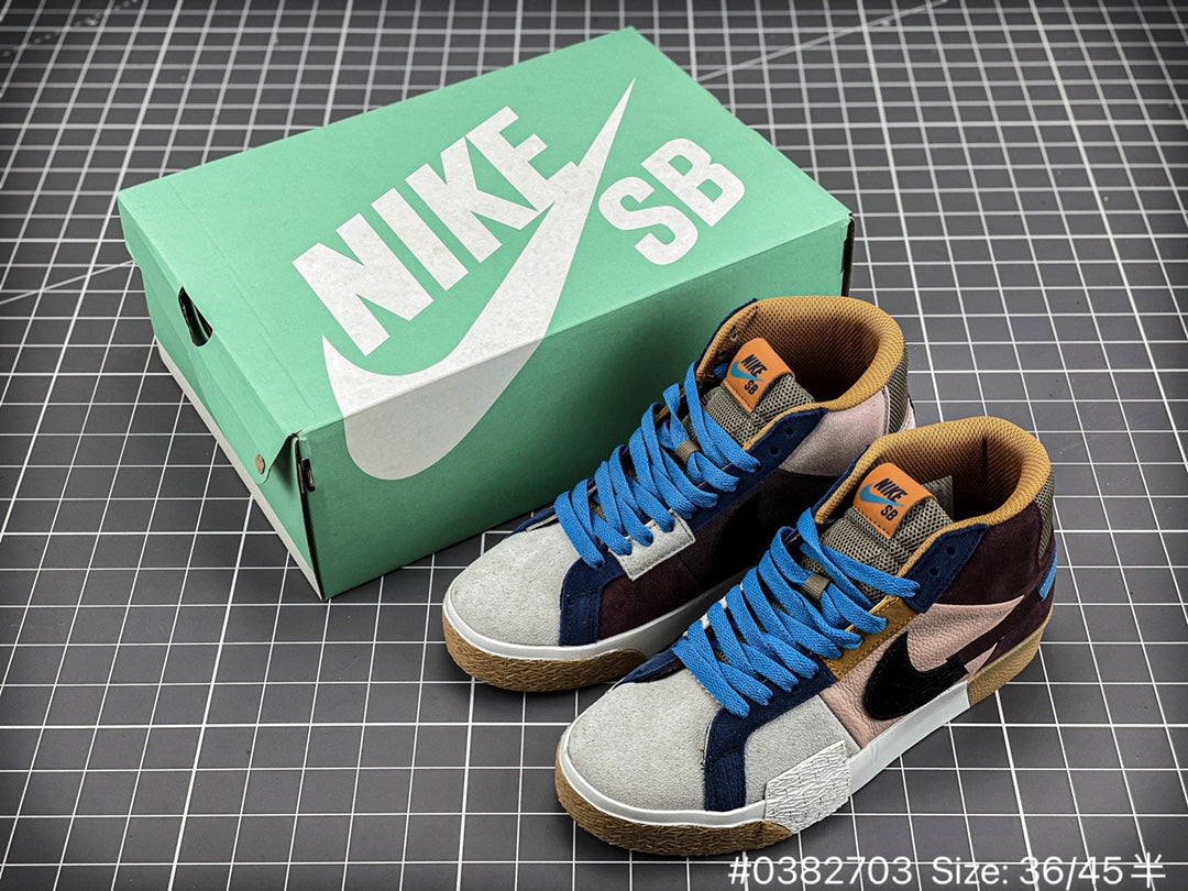 Nike Blazer High-top Sb Zoom Prm'cashmere Mosaic' - Red Unisex Streetwear Limited Edition - The Nike Blazer High-Top SB Zoom PRM 'Cashmere Mosaic' in Pink and Taupe reimagines the