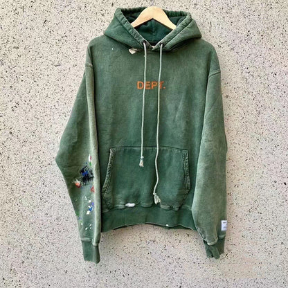 Gallery Dept. Property Of Hoodie Gd - Red Unisex Streetwear Limited Edition - ### Product Description: Gallery Dept. Green Distressed Hoodie Introducing the Gallery Dept. Green Distressed Hoodie,