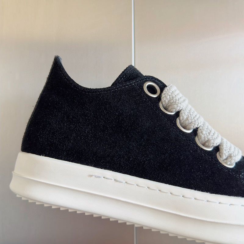 Rick Owens Suede Low-top Sneakers - Black Unisex Streetwear Limited Edition - **Rick Owens Black Low-Top Sneakers: Timeless Elegance and Modern Craftsmanship** Introducing the Rick Owens Black