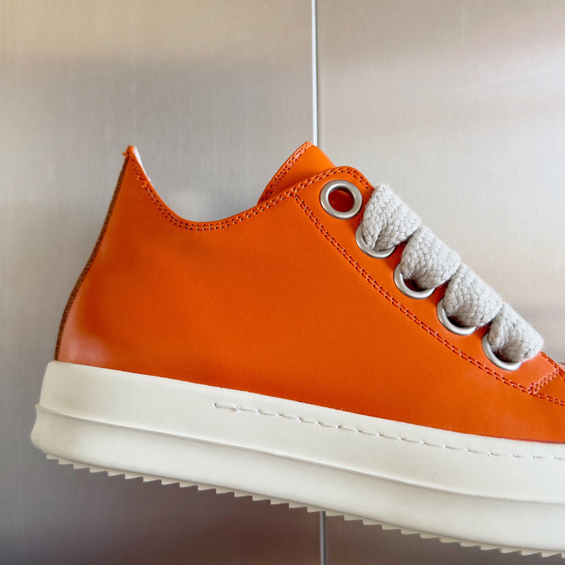 Rick Owens Low-top Sneakers - Orange Unisex Streetwear Limited Edition - **Rick Owens Orange Low-Top Sneakers: Bold Vibrancy and Superior Craftsmanship** Introducing the Rick Owens Orange