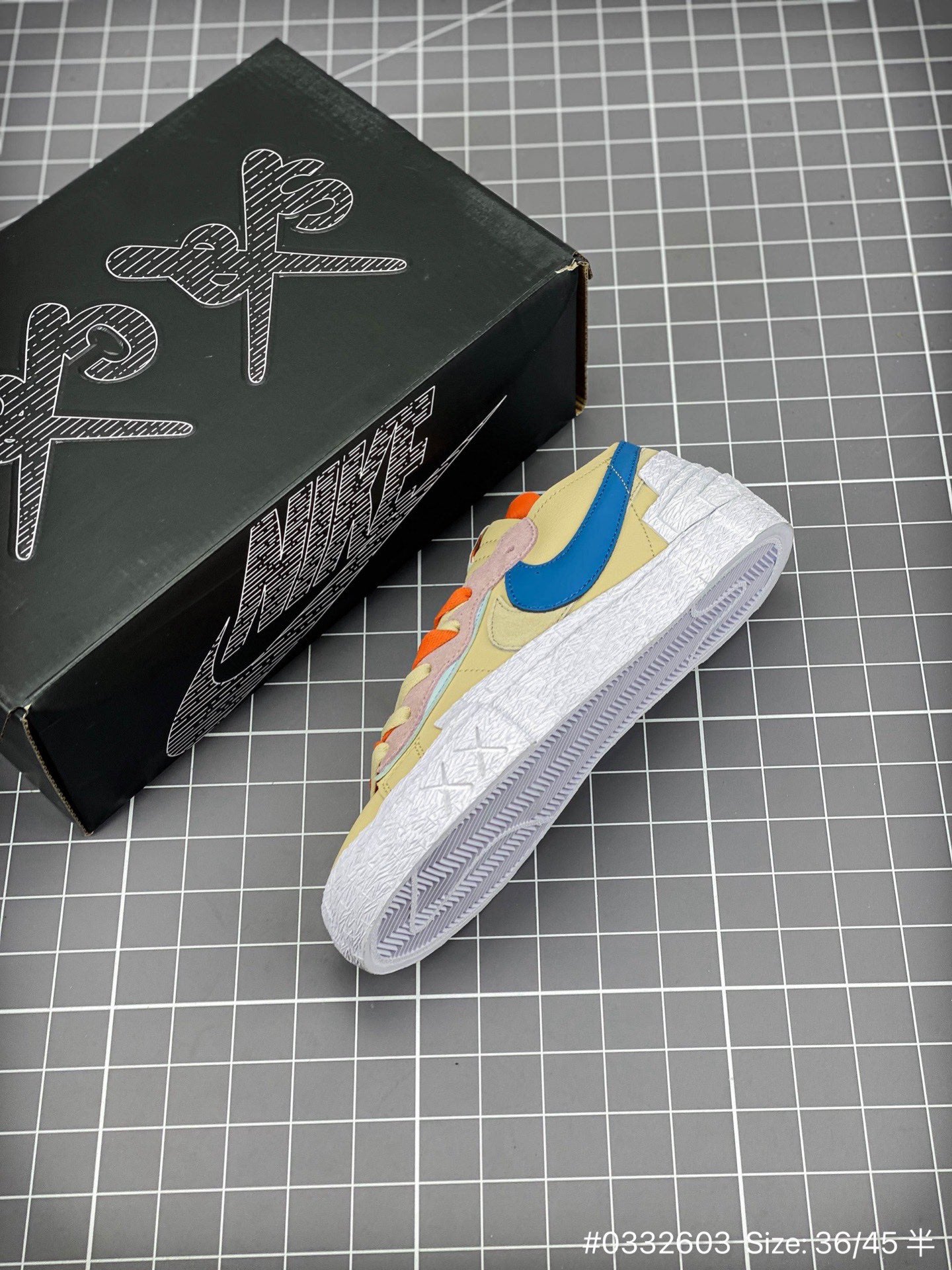 KAWS - Sacai - Nike Blazer - Red Unisex Streetwear Limited Edition - The KAWS x Sacai x Nike Blazer 'Neptune Blue' Yellow Edition delivers a bold fusion