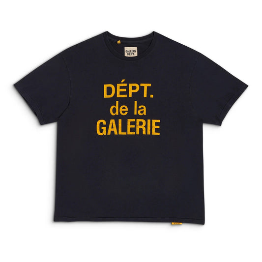 GALLERY Dept Dept De La Galerie Classic T-Shirt - Red Unisex Streetwear Limited Edition - **Gallery Dept. Navy Blue 'DEPT. de la GALERIE' Tee: Detailed Product Description** Introducing the Gallery