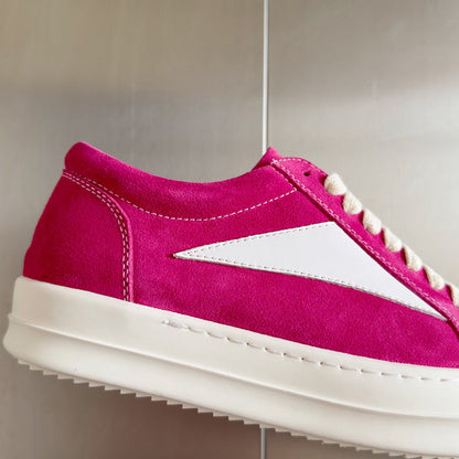 Rick Owens Suede Low-top Sneakers - Pink Unisex Streetwear Limited Edition - **Rick Owens Pink Suede Low-Top Sneakers: Bold Vibrancy and Superior Craftsmanship** Introducing the Rick Owens