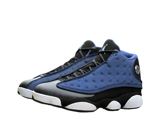 Jordan 13 Retro 'brave Blue' Sneakers Unisex Streetwear Limited Edition - The sneakers shown are the Air Jordan 13 Retro 'Navy,' also known as 'Brave Blue.'