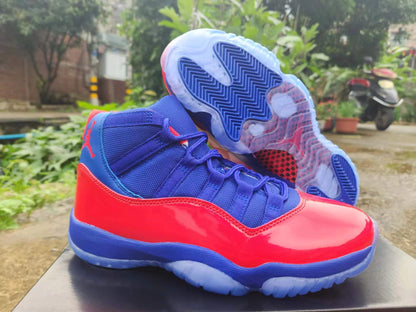 JORDAN 11 Blue And Sneakers - Red Unisex Streetwear Limited Edition - The Air Jordan 11 shown in the image features a bold and eye-catching colorway that