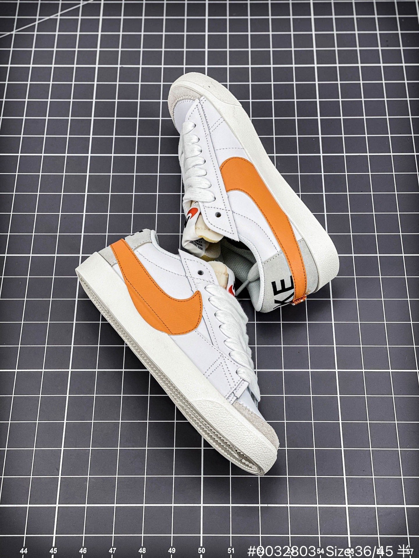 Nike Blazer Low'1977 Jumbo - White Unisex Streetwear Limited Edition - The Nike Blazer Low '1977 Jumbo Suede and Split Leather in White and Orange brings