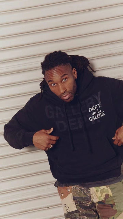 GALLERY Dept Gd Multi Logo Hoodie - Red Unisex Streetwear Limited Edition - **Gallery Dept. Logo Back Hoodie: Detailed Product Description** Elevate your streetwear collection with the Gallery