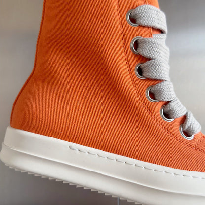 Rick Owens High-top Sneakers - Orange Unisex Streetwear Limited Edition - **Rick Owens Orange High-Top Sneakers: Vibrant Style Meets Premium Craftsmanship** Introducing the Rick Owens Orange