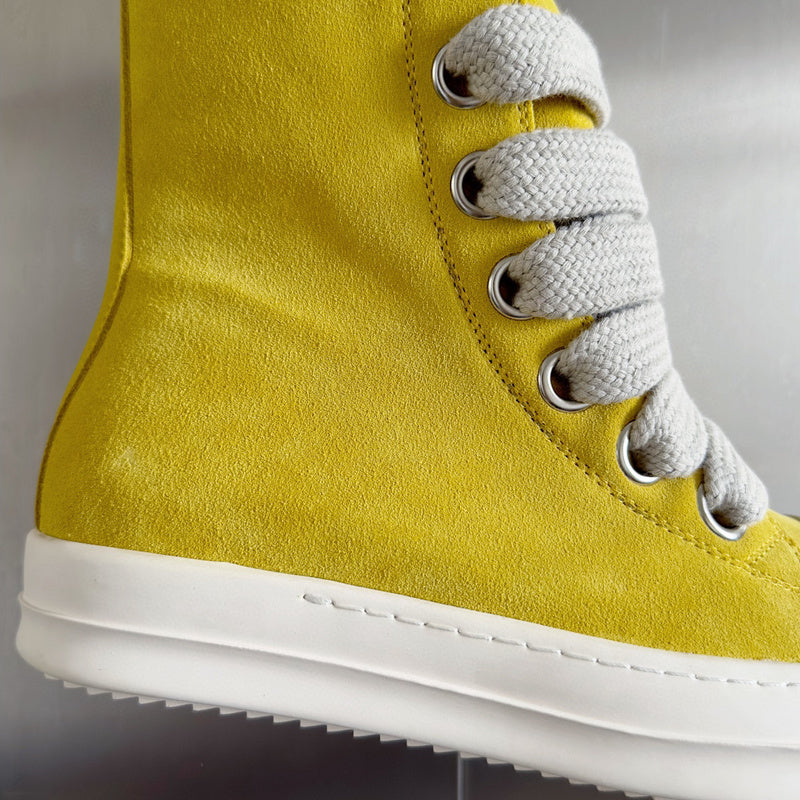 Rick Owens High-top Sneakers - Yellow Unisex Streetwear Limited Edition - **Rick Owens Yellow High-Top Sneakers: Vibrant Style Meets Premium Craftsmanship** Introducing the Rick Owens Yellow