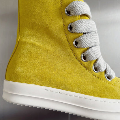 Rick Owens High-top Sneakers - Yellow Unisex Streetwear Limited Edition - **Rick Owens Yellow High-Top Sneakers: Vibrant Style Meets Premium Craftsmanship** Introducing the Rick Owens Yellow