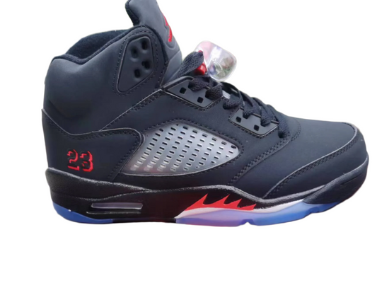 Jordan 5 And Red - Black Unisex Streetwear Limited Edition