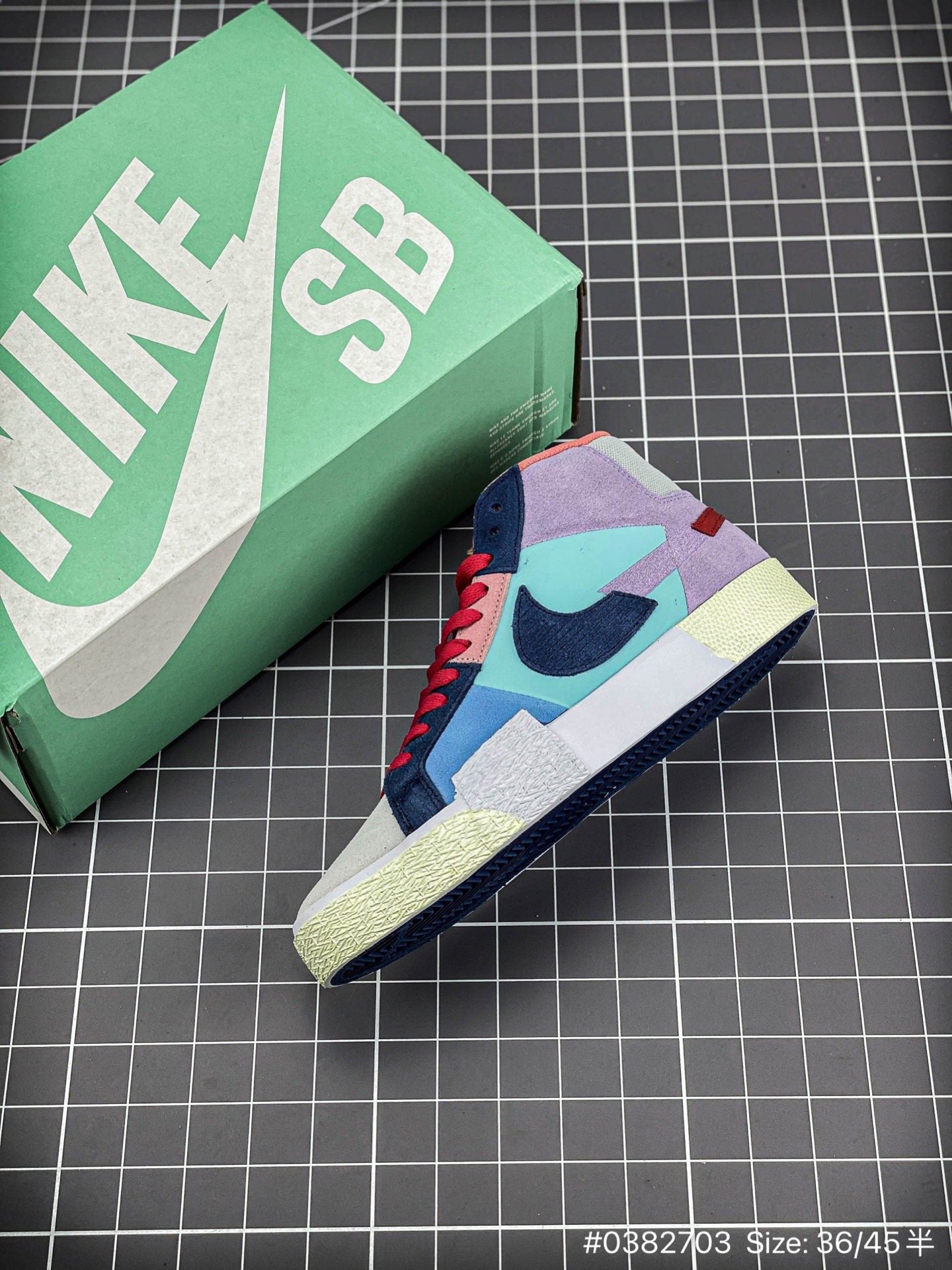 Nike Blazer Mid Prm blue Mosaic Unisex Streetwear Limited Edition - The Nike Blazer Mid PRM 'Blue Mosaic' brings a fresh, artistic twist to the iconic
