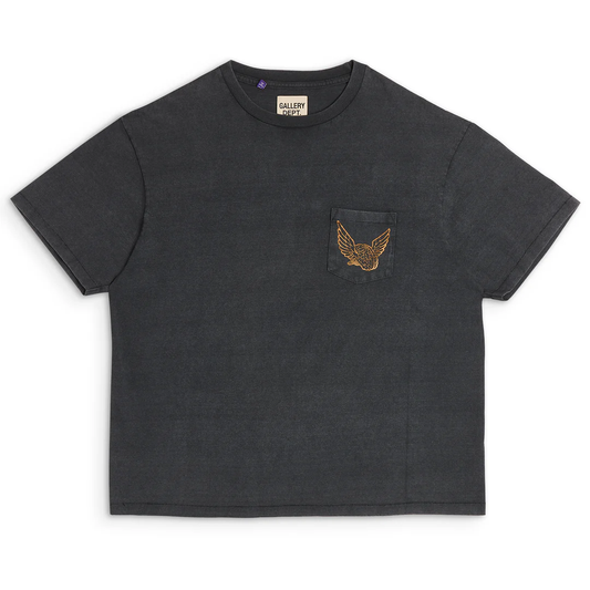 GALLERY Dept. Flying Brain Pocket New Vintage Tee T-Shirt - Black Unisex Streetwear Limited Edition - Introducing the Gallery Dept. Eagle Pocket Tee, a stylish and versatile addition to your wardrobe.