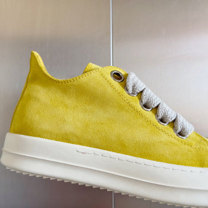 Rick Owens Suede Low-top Sneakers - Yellow Unisex Streetwear Limited Edition - **Rick Owens Yellow Suede Low-Top Sneakers: Bright Style and Superior Craftsmanship** Introducing the Rick Owens