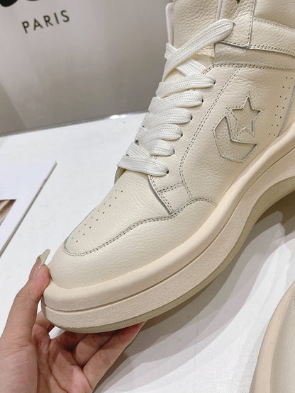 Rick Owens High-top Sneakers - Cream Unisex Streetwear Limited Edition - **Rick Owens Cream High-Top Sneakers: Elevate Your Style with Minimalist Elegance** Discover the perfect fusion