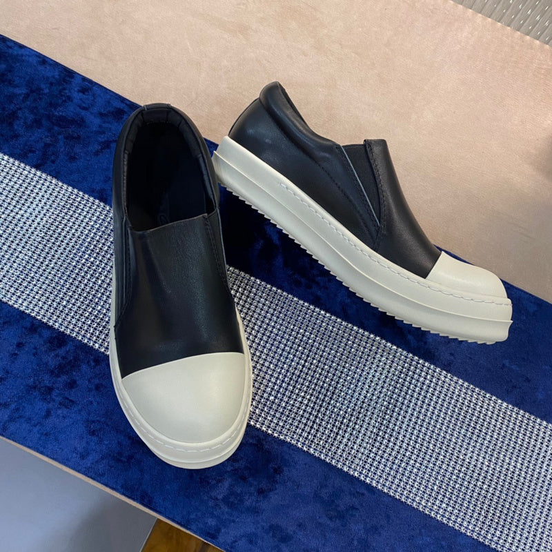 Slip-On Leather Sneakers - Black Unisex Streetwear Limited Edition
