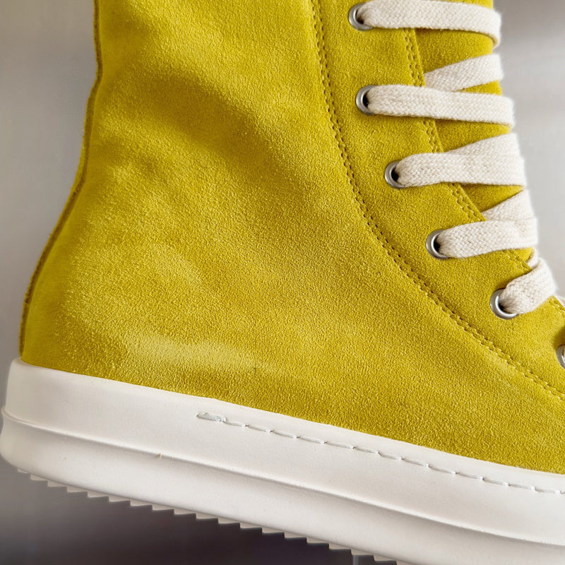 Rick Owens High-top Sneakers - Yellow Unisex Streetwear Limited Edition - **Rick Owens Yellow High-Top Sneakers: Vibrant Style Meets Premium Craftsmanship** Introducing the Rick Owens Yellow