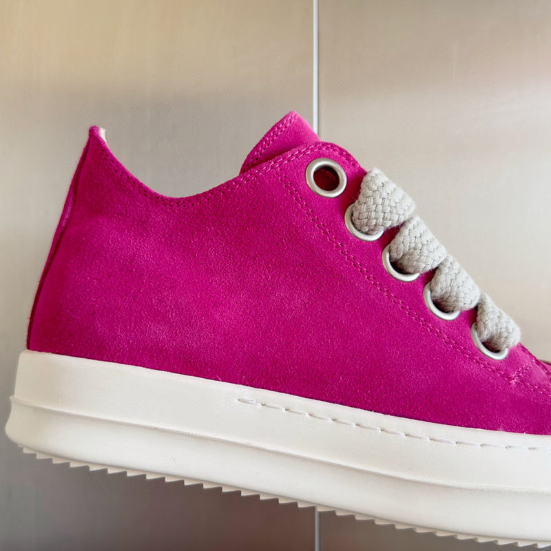 Rick Owens Suede Low-top Sneakers - Pink Unisex Streetwear Limited Edition - **Rick Owens Pink Suede Low-Top Sneakers: Bold Vibrancy and Premium Craftsmanship** Introducing the Rick Owens
