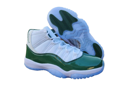 JORDAN 11 Green And - White Unisex Streetwear Limited Edition - The Air Jordan 11 in White and Midnight Green is a sophisticated take on one