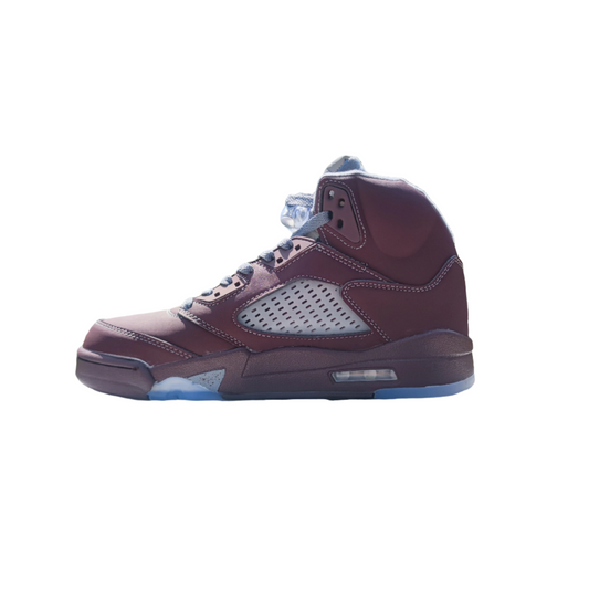 Jordan 5 Maroon - Grey Unisex Streetwear Limited Edition - Step into sophistication with the Air Jordan 5 in a luxurious maroon colorway, a sneaker