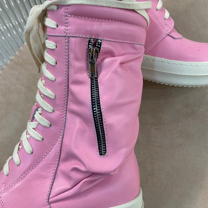 Rick Owens High-top Sneakers - And Cream - Pink Unisex Streetwear Limited Edition - ### Rick Owens High-Top Sneakers - Pink and Cream Introducing the Rick Owens High-Top Sneakers