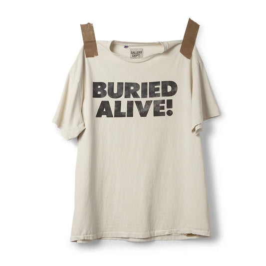 GALLERY Dept Buried Alive Tee T-Shirt - Black Unisex Streetwear Limited Edition - **Gallery Dept. 'Buried Alive!' T-Shirt** Introducing the Gallery Dept. 'Buried Alive!' T-Shirt, a bold and