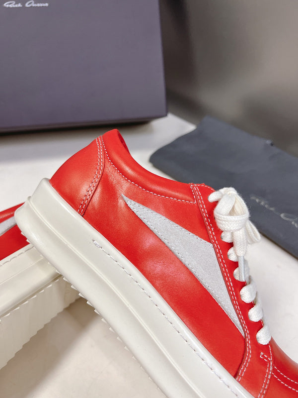 Rick Owens Low-top Sneakers - Leather - Red Unisex Streetwear Limited Edition - ### Rick Owens Low-Top Sneakers - Red Leather Introducing the Rick Owens Low-Top Sneakers in