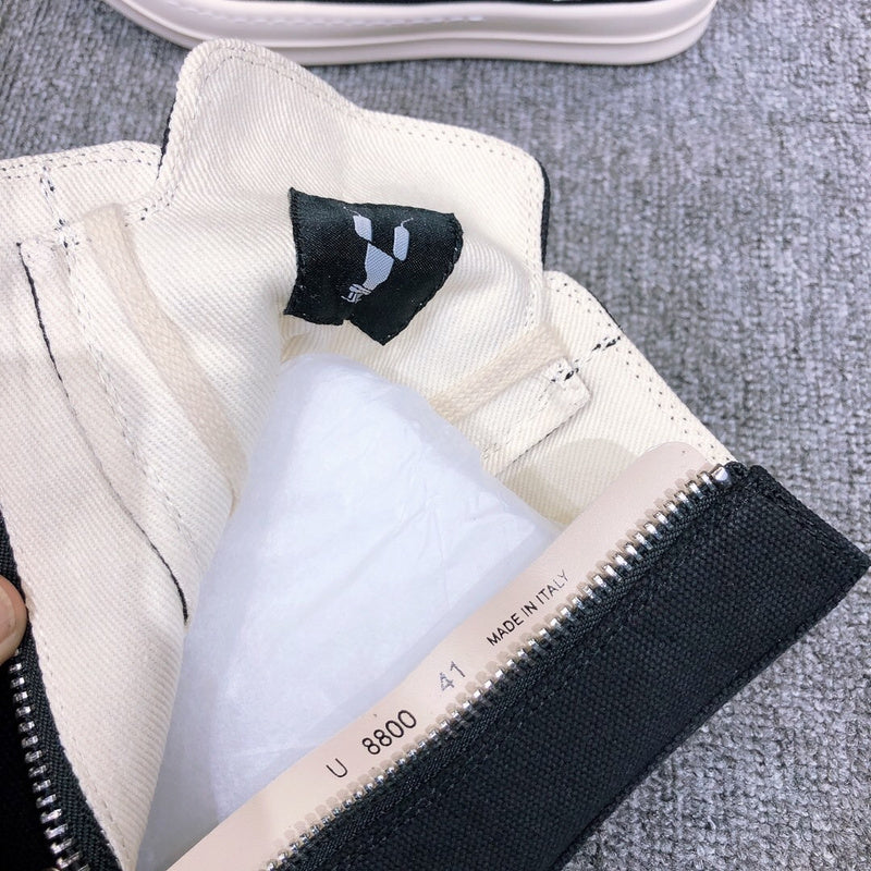 Rick Owens High-top Canvas Sneakers - Black Unisex Streetwear Limited Edition - **Rick Owens Black High-Top Canvas Sneakers** Elevate your footwear collection with the Rick Owens Black