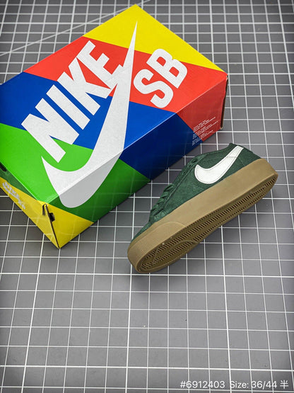 The Nike Blazer Low Pro Gt - White Unisex Streetwear Limited Edition - The Nike Blazer Low Pro GT Leather Gum Sole in White and Green is a