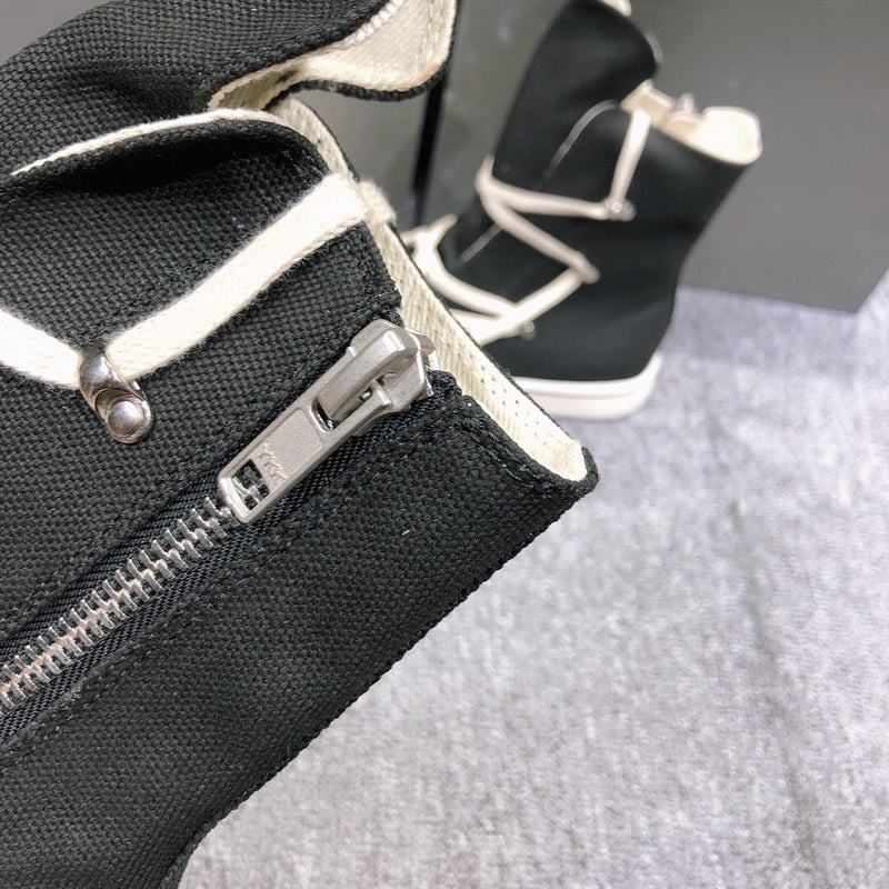 High-Top Canvas Sneakers With Wrap-around Laces - Black Unisex Streetwear Limited Edition - **High-Top Black Canvas Sneakers with Wrap-Around Laces** Elevate your footwear game with these high-top bla