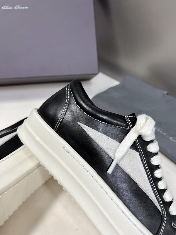 Rick Owens Low-top Sneakers - Leather - Black Unisex Streetwear Limited Edition - ### Rick Owens Low-Top Sneakers - Black Leather Discover the perfect blend of high fashion