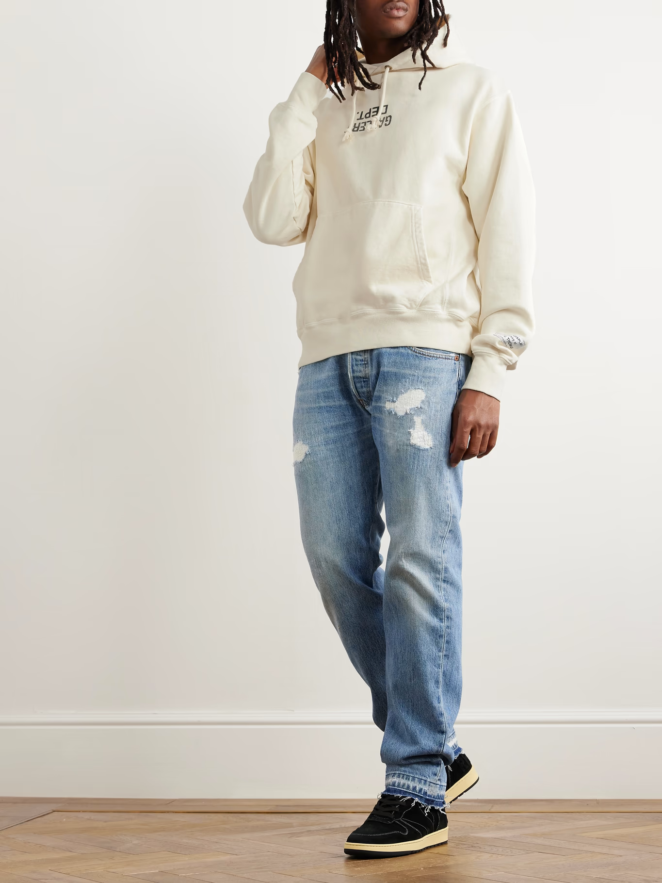 GALLERY Dept. Fucked Up Logo Hoodie - White Unisex Streetwear Limited Edition - **Gallery Dept. Upside Down Logo Hoodie: Detailed Product Description** Elevate your streetwear game with the