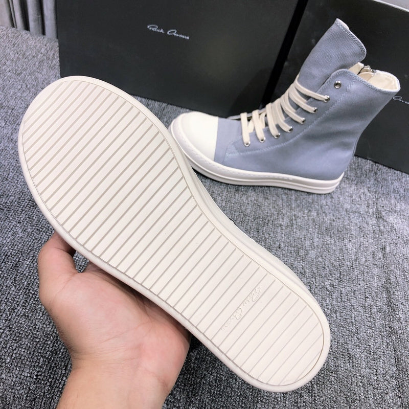 High-Top Canvas Sneakers - Grey Unisex Streetwear Limited Edition - **High-Top Grey Canvas Sneakers** Step into style and comfort with these high-top grey canvas sneakers.