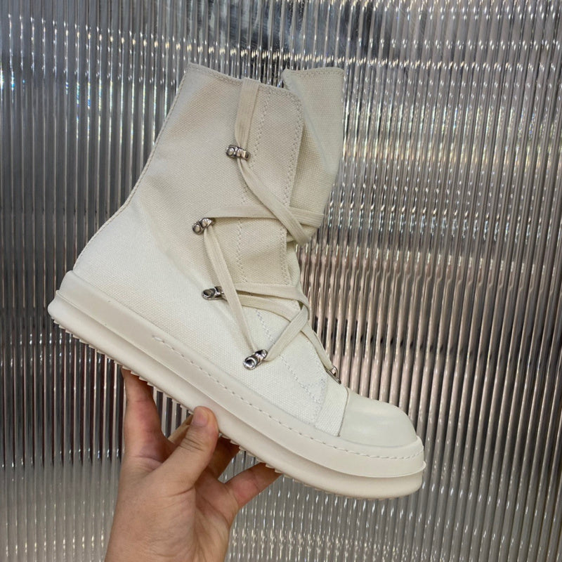 Rick Owens High-top Canvas Boots - Pants - Cream Unisex Streetwear Limited Edition - ### Rick Owens High-Top Canvas Boots - Cream Introducing the Rick Owens High-Top Canvas Boots
