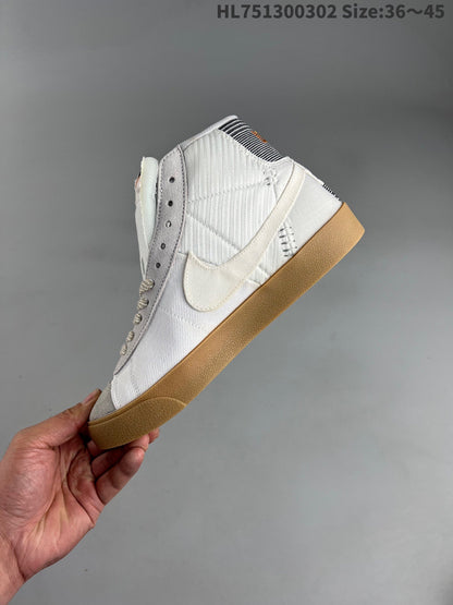 Nike Blazer Mid'1977 - White Unisex Streetwear Limited Edition - The Nike Blazer 1977 High in leather, featuring the Voodoo Doll Astronaut Space Explorer theme,