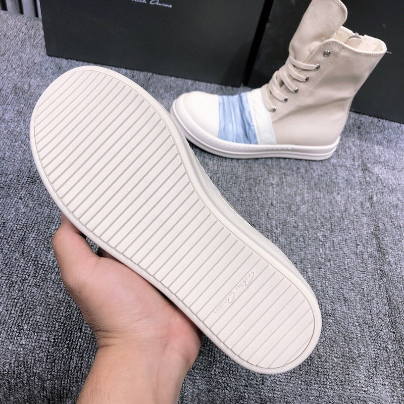 Rick Owens Lace-up Canvas Boots - White Unisex Streetwear Limited Edition - **Rick Owens Lace-Up Canvas Boots** Step up your fashion game with these avant-garde Rick Owens