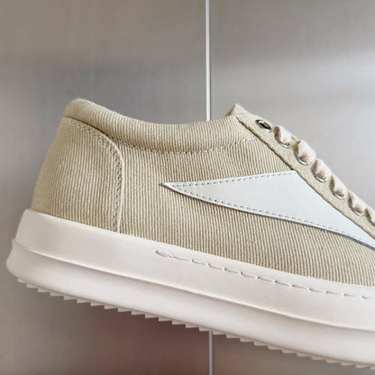 Rick Owens Canvas Low-top Sneakers - Beige Unisex Streetwear Limited Edition - **Rick Owens Beige Canvas Low-Top Sneakers: Subtle Elegance and Superior Craftsmanship** Introducing the Rick Owens