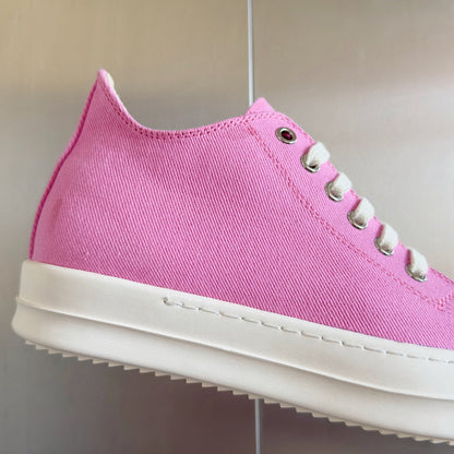 Rick Owens Low-top Sneakers - Pink Unisex Streetwear Limited Edition - **Rick Owens Pink Low-Top Sneakers: Playful Elegance and Modern Craftsmanship** Introducing the Rick Owens Pink