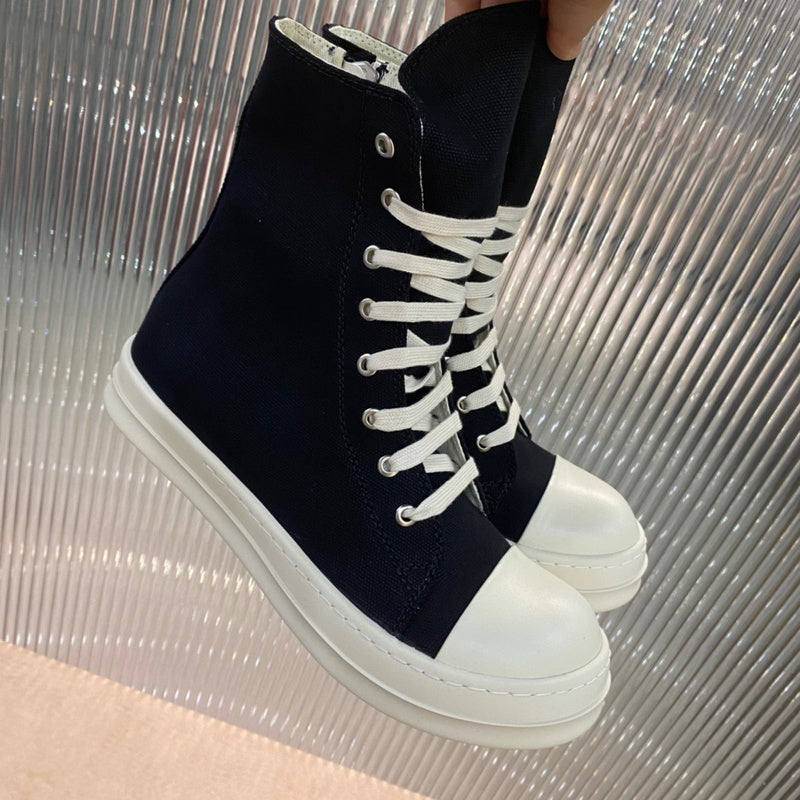 Rick Owens Canvas High-top Sneakers - And White - Black Unisex Streetwear Limited Edition - ### Rick Owens Canvas High-Top Sneakers - Black and White Introducing the Rick Owens Canvas