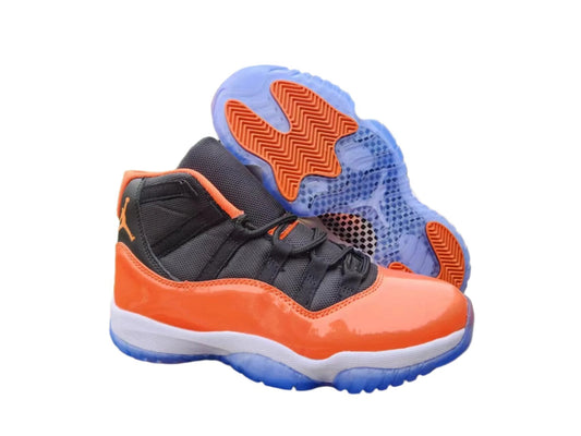 JORDAN 11 Orange And - Black Unisex Streetwear Limited Edition - The Air Jordan 11 in this vibrant orange and black colorway is a bold addition