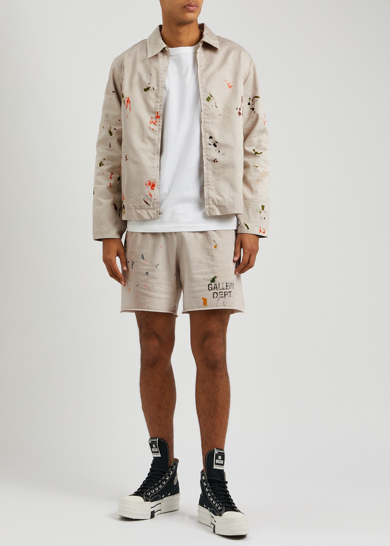 GALLERY Dept Painted Montecito Jacket - Beige Unisex Streetwear Limited Edition - **Gallery Dept. Paint Splatter Jacket: Detailed Product Description** Unveil your artistic side with the Gallery