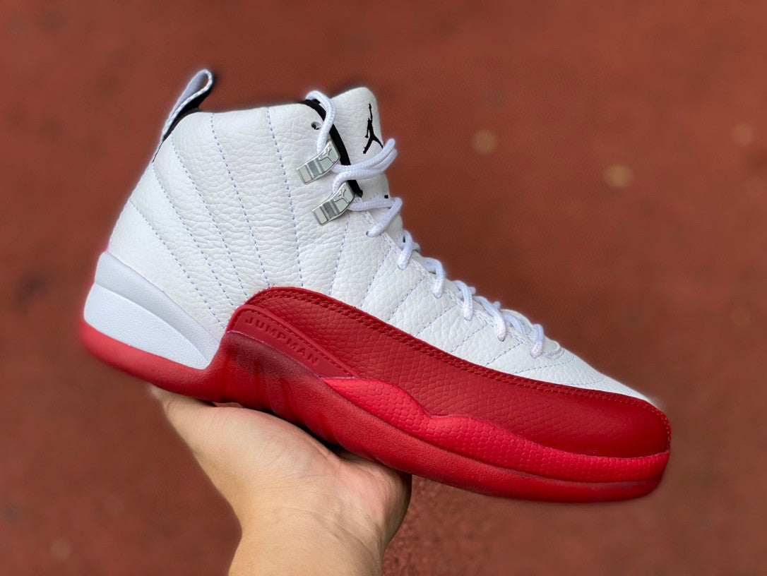 Jordan 12 Retro 'white - Varsity Red' Unisex Streetwear Limited Edition - **Product Description: Air Jordan 12 Retro 'White/Varsity Red'** The Air Jordan 12 Retro 'White/Varsity Red'
