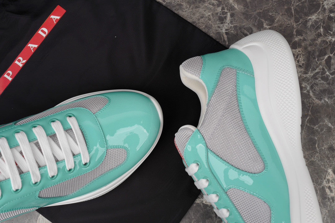 PRADA America's Cup Aquamarine Sneakers - Red Unisex Streetwear Limited Edition