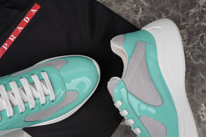PRADA America's Cup Aquamarine Sneakers - Red Unisex Streetwear Limited Edition