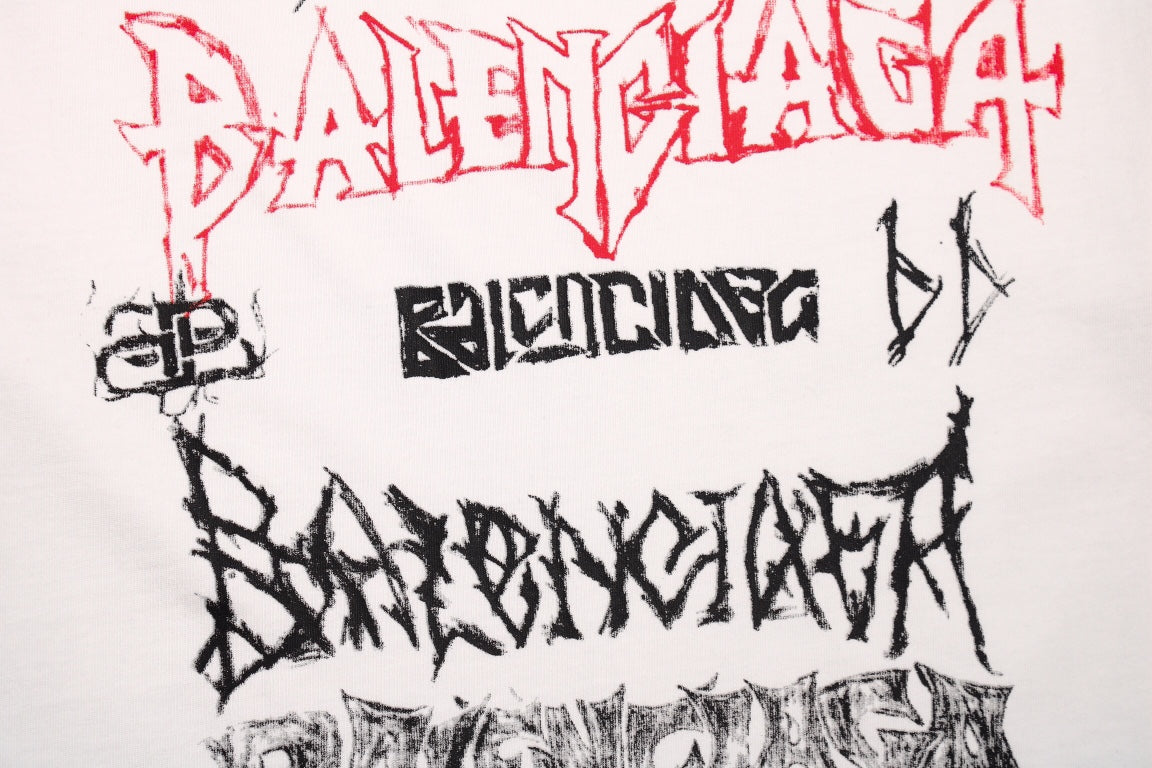 Balenciaga Multi-logo T-shirt (white) Unisex Streetwear Limited Edition - <p dir='ltr'><span>Statement white t-shirt featuring multiple Balenciaga logos in various fonts and styles. This