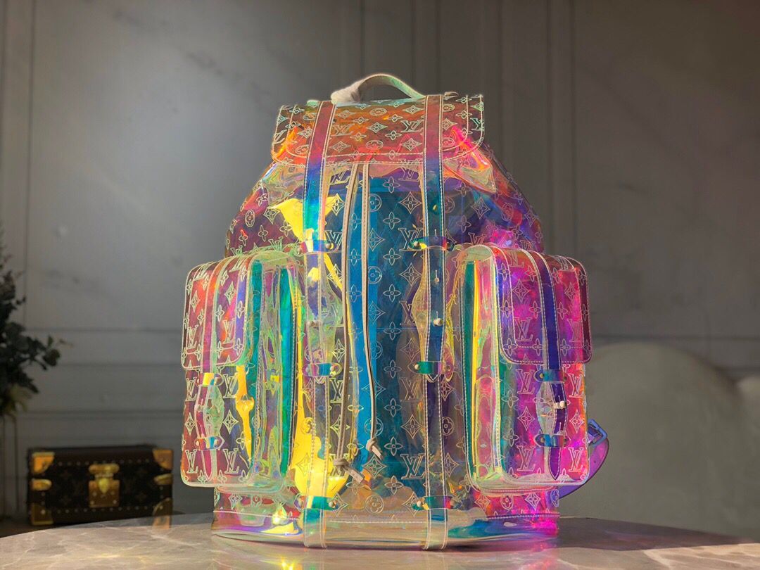 LOUIS VUITTON MONOGRAM GM PRISM HOLOGRAPHIC BACKPACK - front view - replica sneakers
