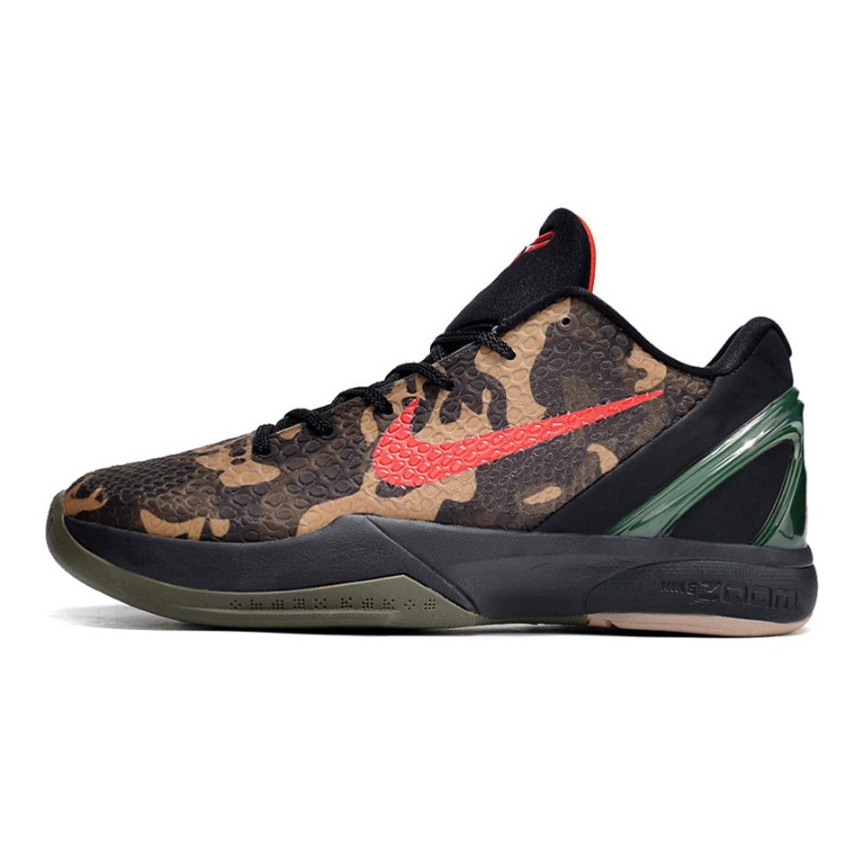 NIKE Kobe 6 - Italian Camo Sneakers - Red Unisex Streetwear Limited Edition - Introducing the Nike Kobe 6 x Italian Camo, a fusion of style and performance inspired